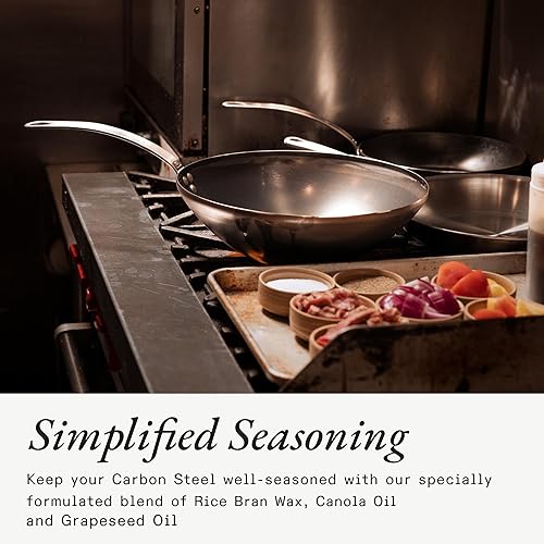 Miniatura 4 de Made In Utensilios de cocina - Cera de condimento de acero al carbono (6 onzas) - Fabricado en Canadá - Cera de salvado de arroz, aceite de canola y