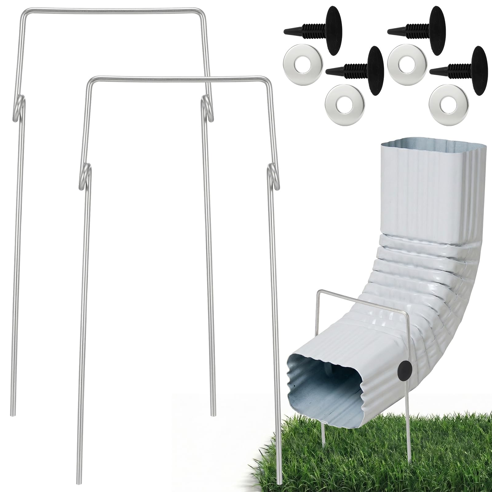 Photo 1 of Otoolling 2 Pcs 2x3a Gutter Downspout Extension Stakes Hinge Downspout Holder Bracket Anchor for Securing Down Spout Extensions Prevents Shifting Clogs Easy Installation for Efficient Rainwater Flow