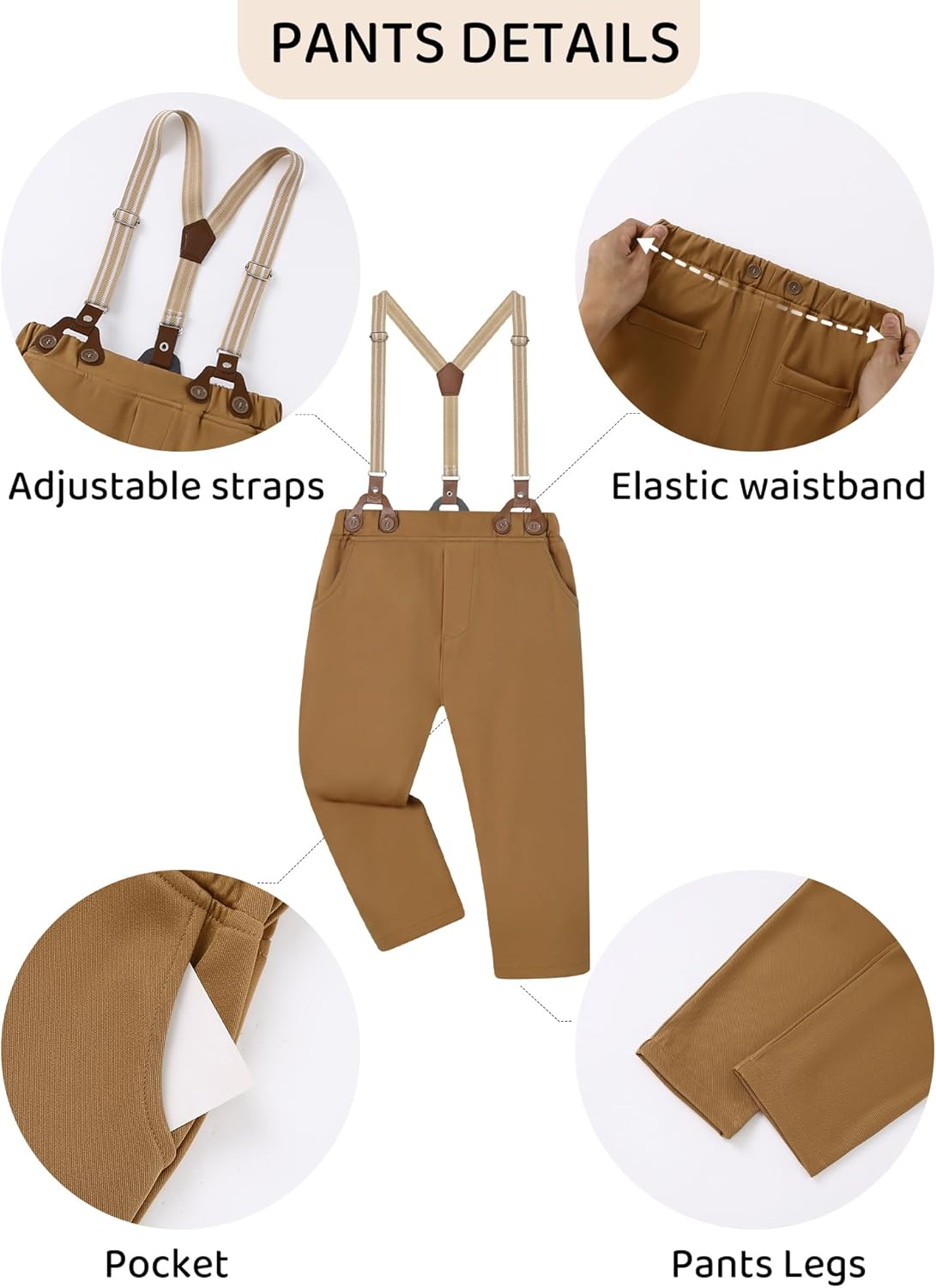 DISAUR Boys Suits 3 Pieces Formal Dress Shirt with Bowtie+Suspender Pants Boy Gentleman Outfits Set 4-8 Years - Image 3