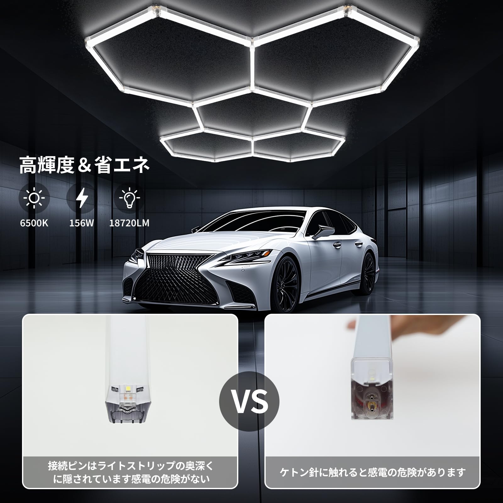 Amazon.co.jp : ハニカムライト、六角形ガレージライト - 192W 5000K