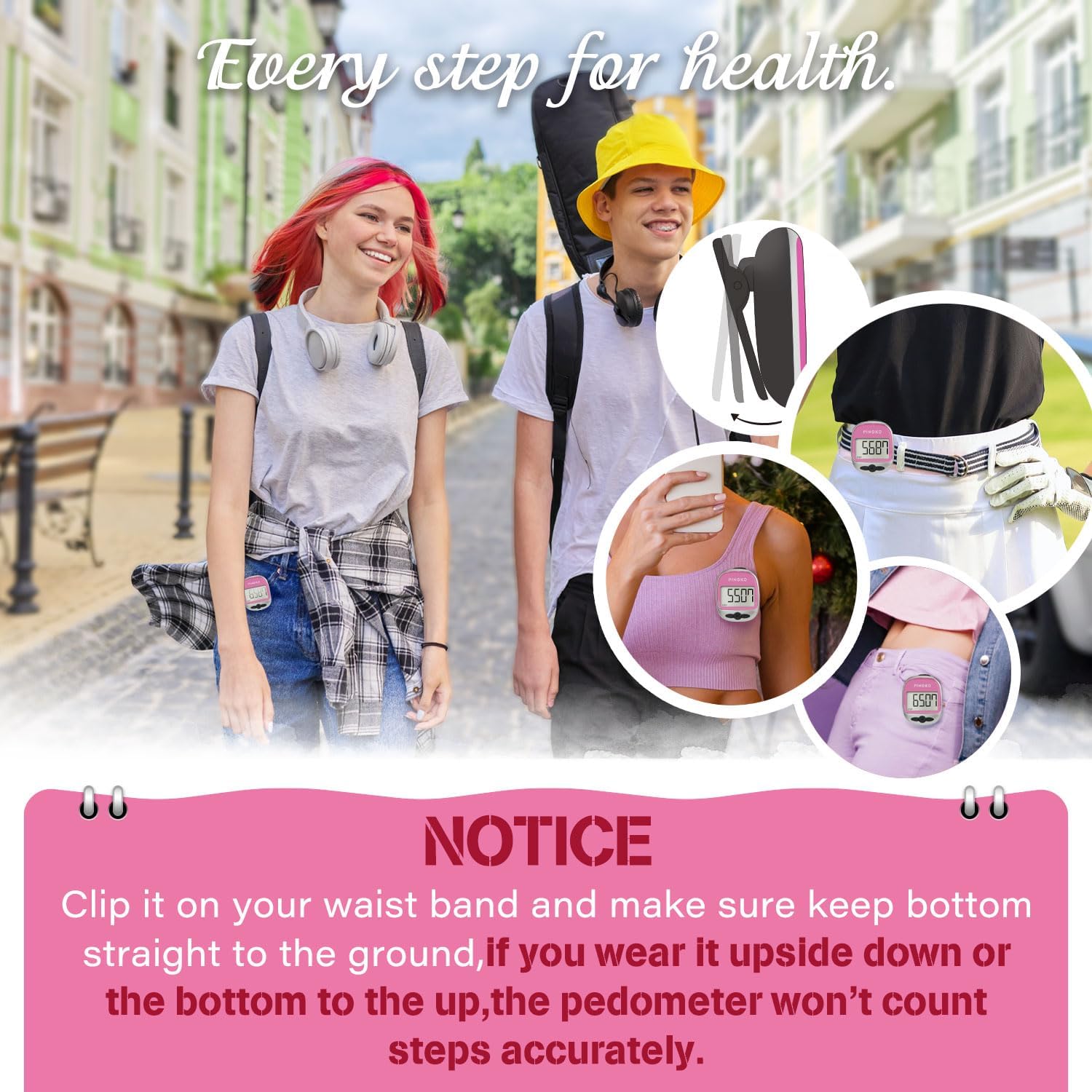 Pedometer placement on waist