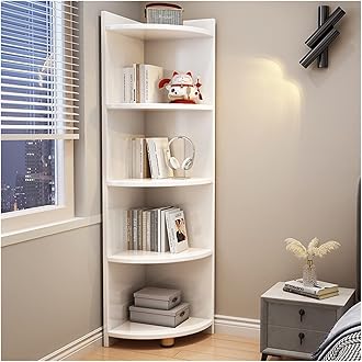 KIRANDY Home Solid Wood Corner Cabinet, Corner Storage Shelf for Living Room Bedroom (Color : 5layers White 30x30x150cm)