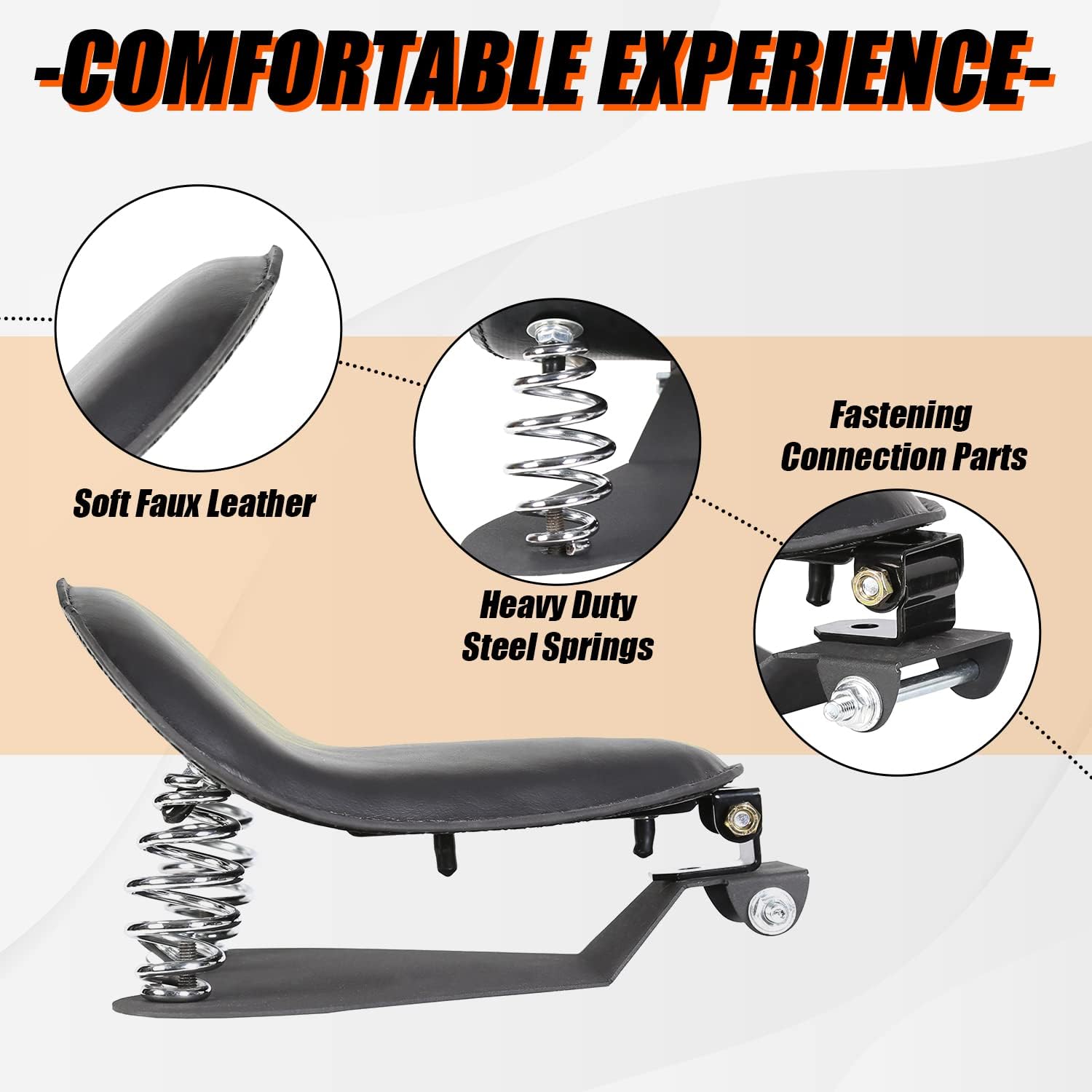 ECOTRIC 3" Solo Seat Spring Bracket Compatible with Harley 48 Sportster XL883 1200 Davidson Honda Yamaha Kawasaki Suzuki Sportster Bobber Chopper Driver Soft Motorcycle Seat Base Mount Kit