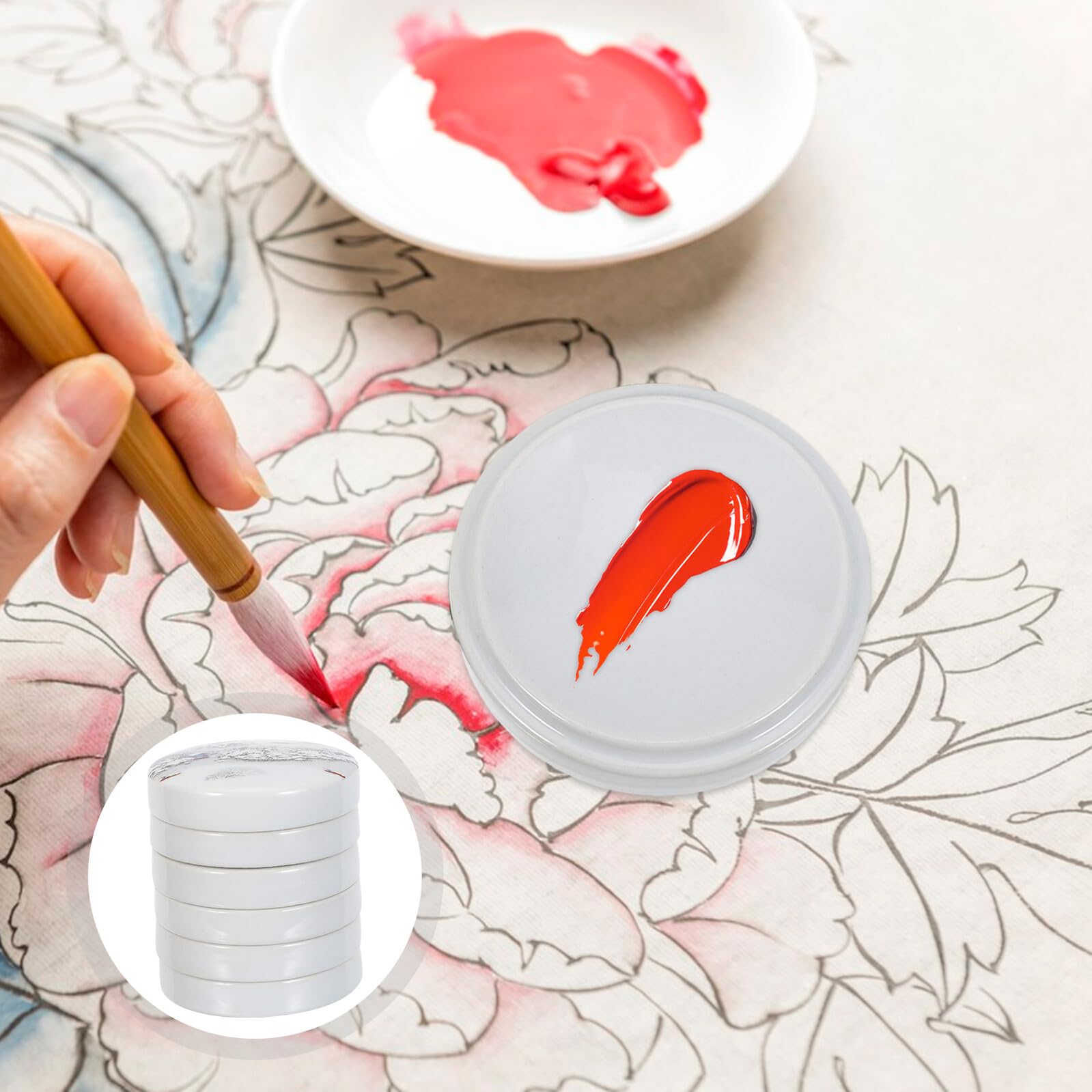 Tavolozza Ceramica Impilabile a Cinque Livelli Coperchio | Forma Rotonda, Finitura Lucida, Organizzazione Efficiente per Artisti e Studenti