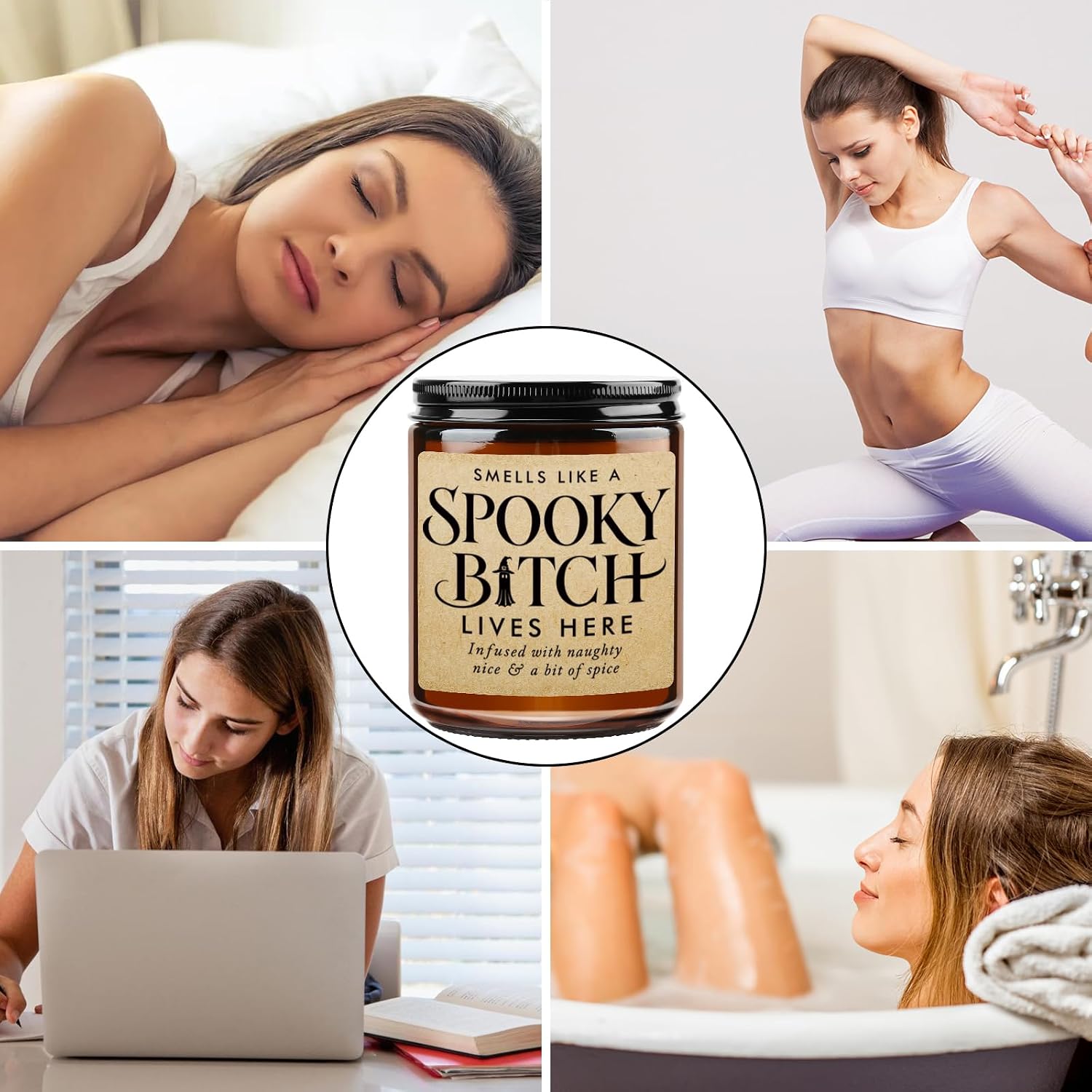 Indoor Halloween Decor, Scented Candle, Funny Spooky Quote Jar Candle