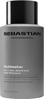 Sebastian Professional Multitasker for Men 3-in-1 Hair, Beard and Body Shampoo | All-over Hair & Body Wash | With an Invigorating Scent | 280ml
