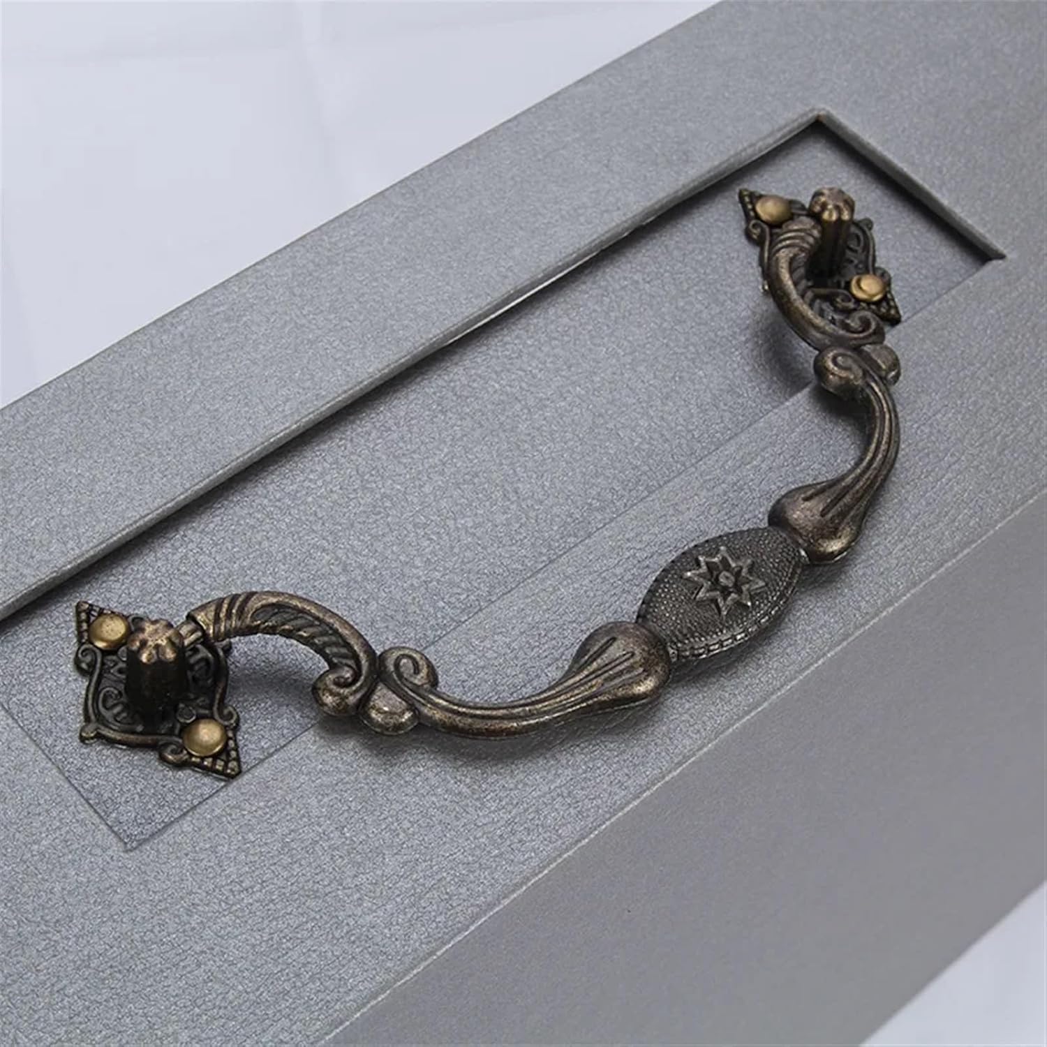 2Pcs Vintage Handles Zinc Alloy Arch Pull for Cabinet Drawer Chest Dresser Jewelry Box Wooden Cases Furniture Decorative Hardware(L Bronze)