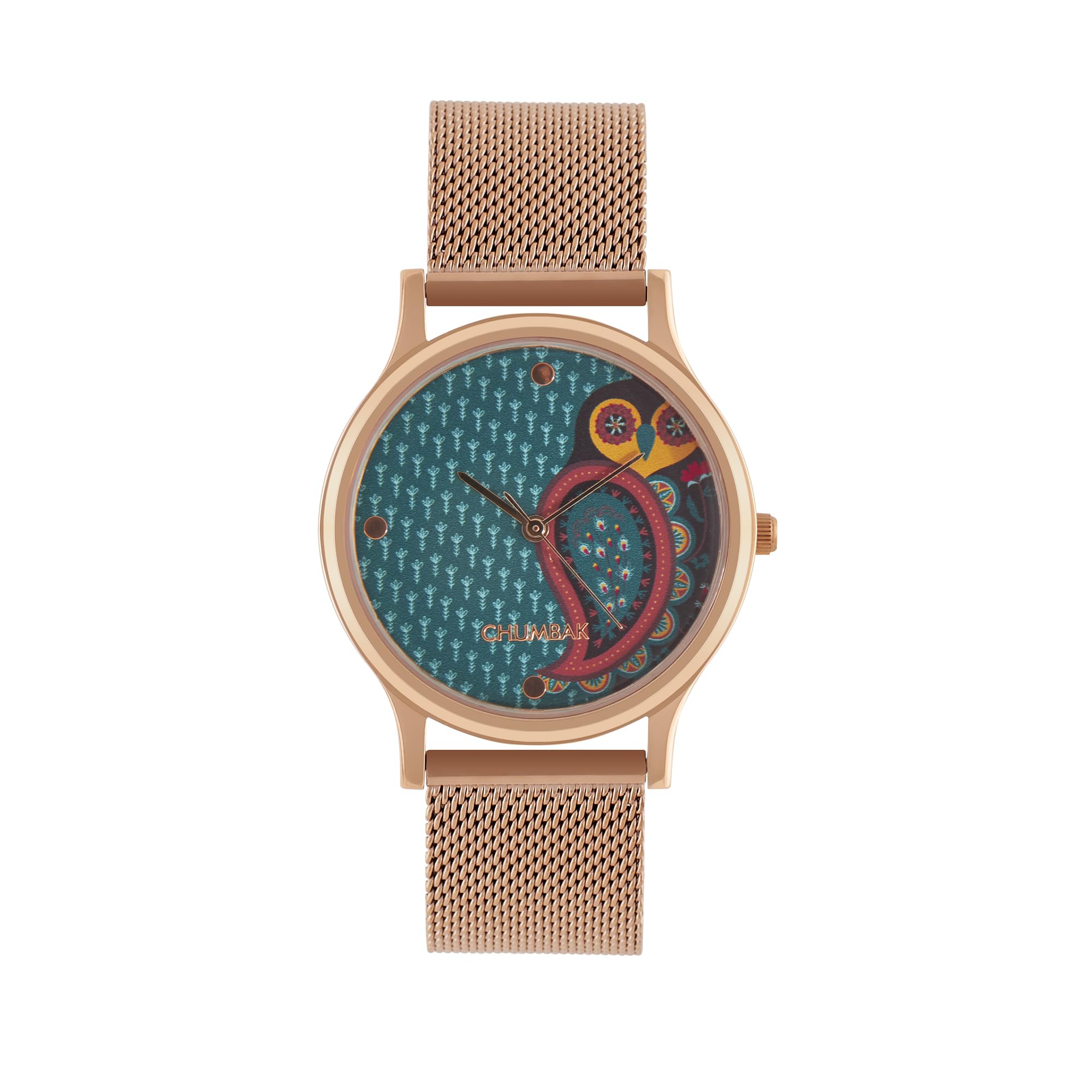 TEAL BY CHUMBAKRound Dial Analog Watch for Women|Yin Yang Ele Collection| Stainless Steel Strap|Gifts for Women/Girls/Ladies |Stylish Fashion Watch for Casual/Work