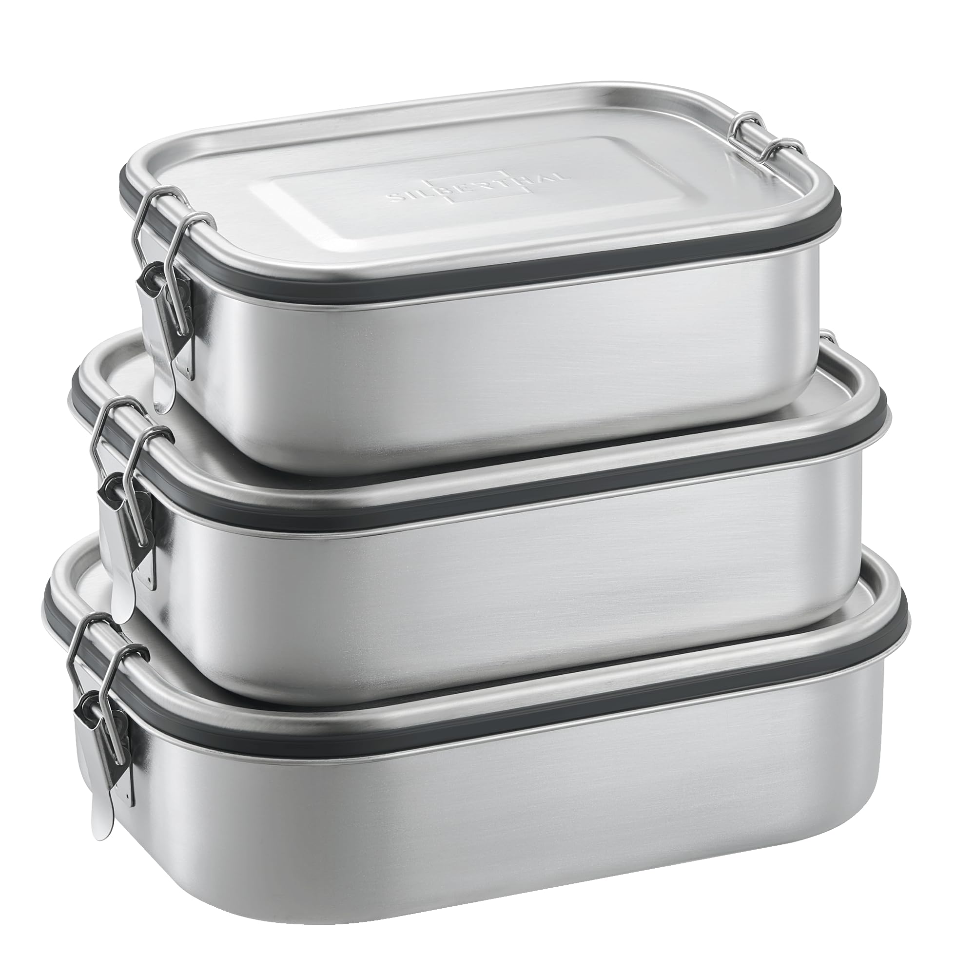 Set 3 Contenitori In Acciaio Inox 304 Con Coperchi A Tenuta | Capacità 660, 1040 E 1590 Ml – Perfetti Per Pranzo, Snack E Conservazione