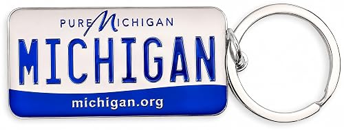 Westmon Works Michigan Keychain Souvenir Pure License Plate Metal Key