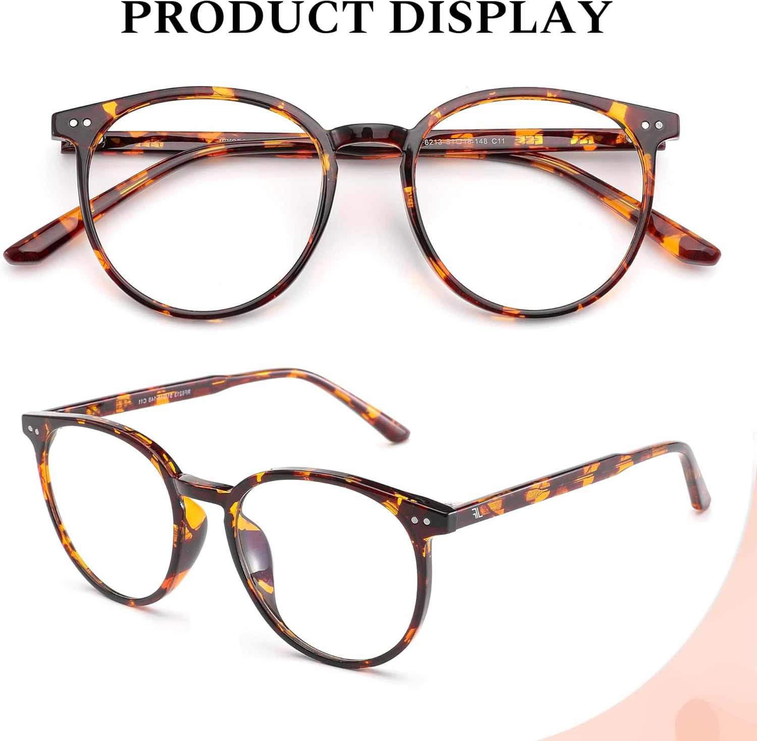 Blue Light Blocking Glasses for Women and Men, Round Frame Computer Gaming Anti Eyestrain & UV Glare RF6213 (Coco Tortoise) image 4 of 7 B0D3C4GFPW