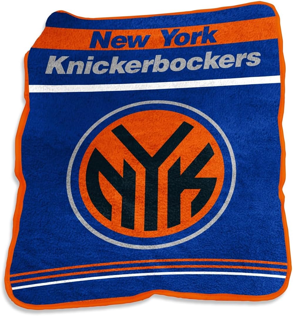 Logo Brands NBA Game Day Raschel Plush Throw Blanket, 50" x 60" (New York Knicks)