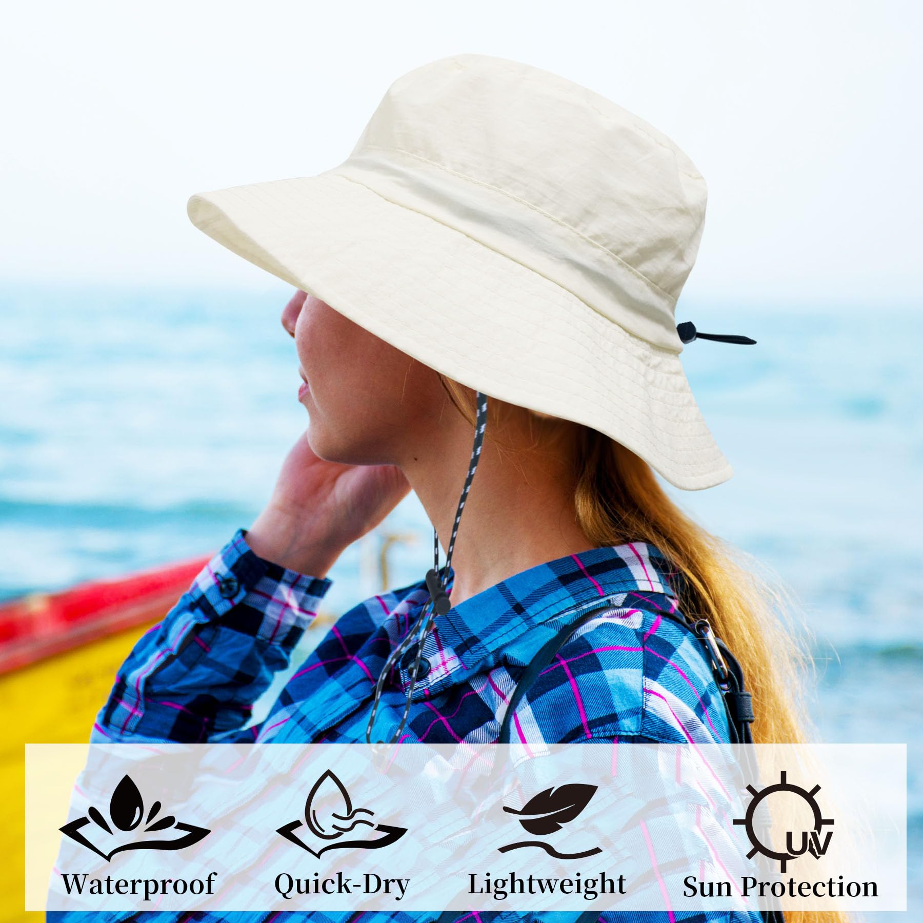 NPJY Chapeaux de soleil pour femme à large bord enroulable pour queue de cheval de plage, chapeau de queue de cheval, pliable, visière de paille de voyage