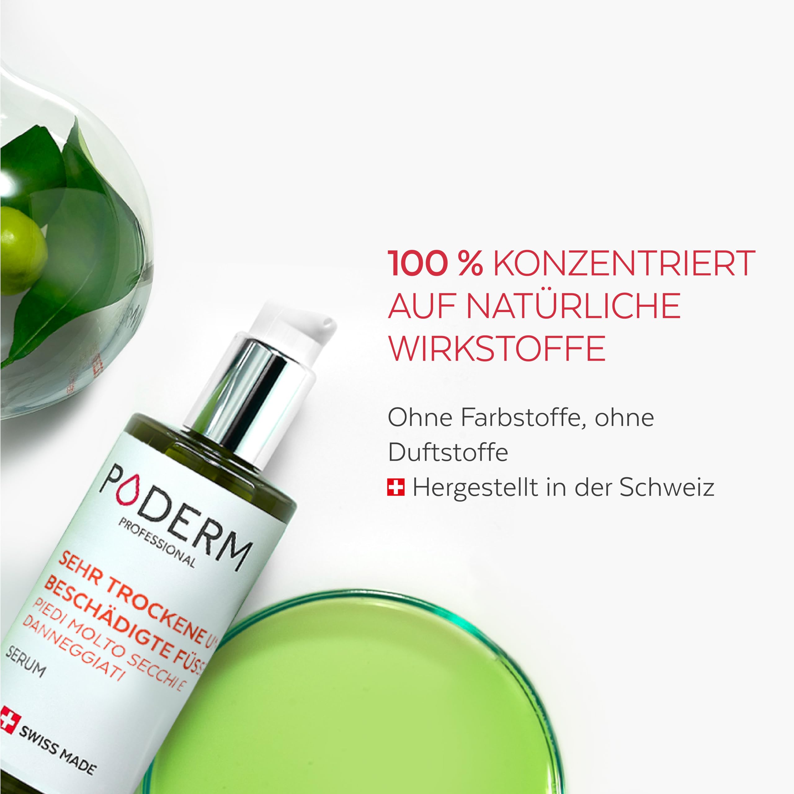 PODERM - SEHR TROCKENE UND BESCHÄDIGTE FÜSSE - Repariert und intensiv pflegt für 24 Stunden - Sichtbar reparierte Füße in 7 Tagen - 100% natürliche Inhaltsstoffe - Fußpflege - Swiss Made