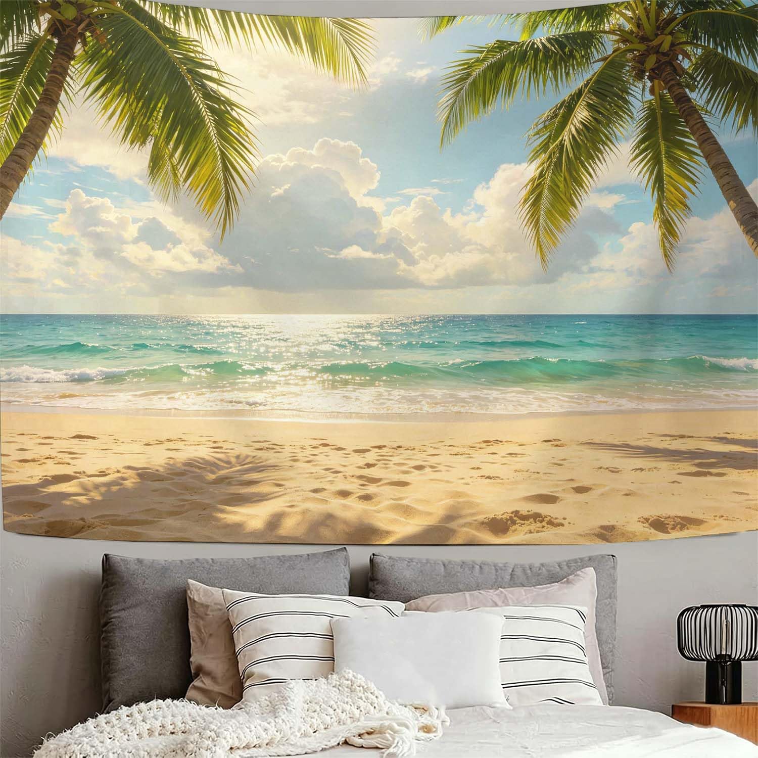 Arazzo da Parete Grande 300x260 cm Spiaggia Tropicale 3D Telo da Parete