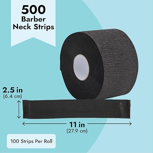 Miniatura 4 de Juvale Tiras desechables para cuello de peluquero  negro 2.5 x 11 pulgadas, juego de 5 rollos (500 tiras)  Instalación rápida y ajuste seguro