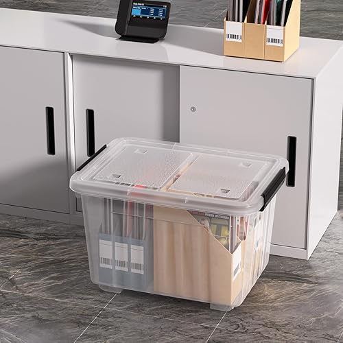 Miniatura 4 de Sadstory - Contenedor de plástico de 30 cuartos de galón con tapa, bolsa transparente con pestillo con ruedas, 4 paquetes