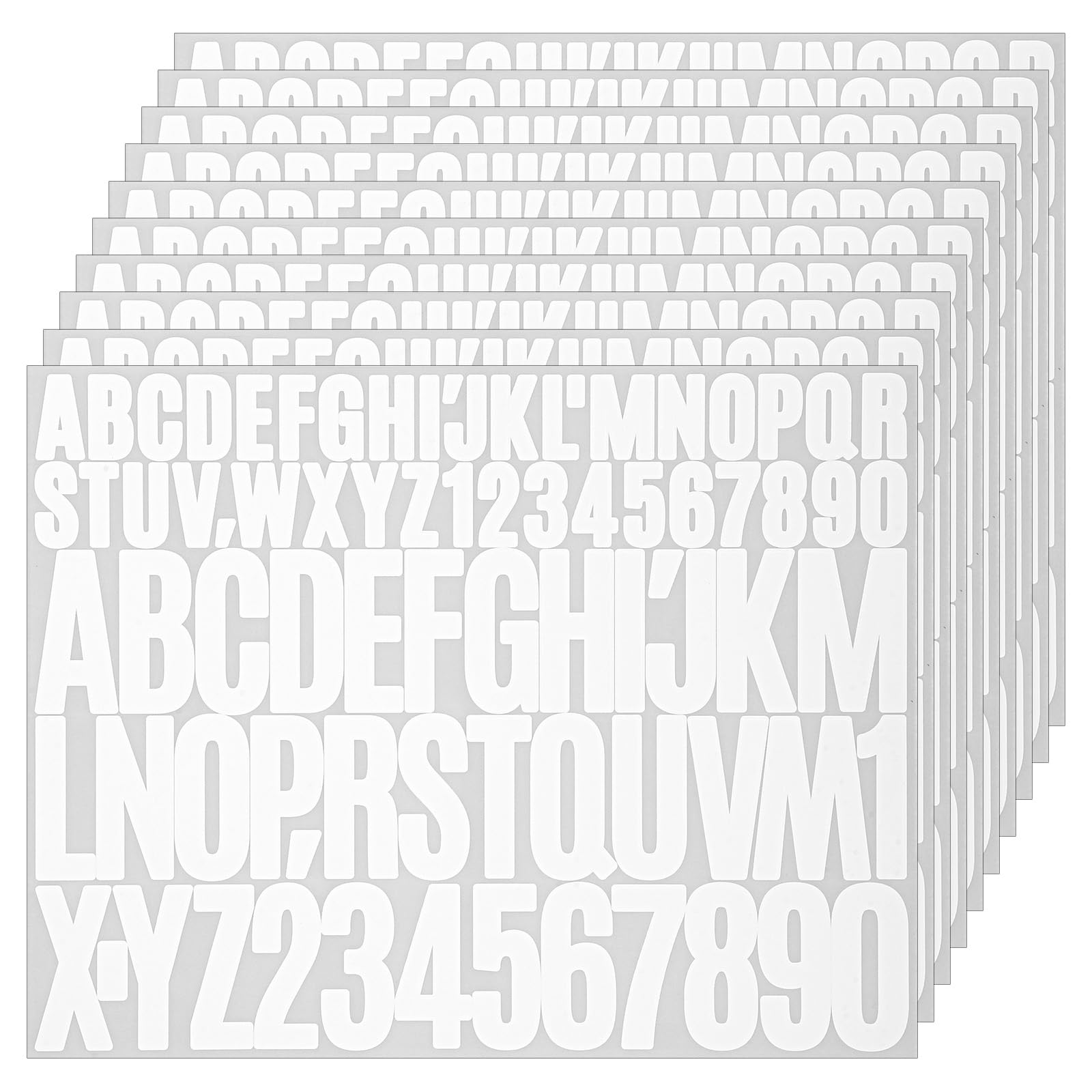 780 PCS Alphabet Stickers, White Number Stickers Vinyl Letter Sticker, 1in 2in Waterproof Stick on Letters for Mailbox, Small Number Lettering Sticker for Address, Door, Window, Cars,10 Sheets