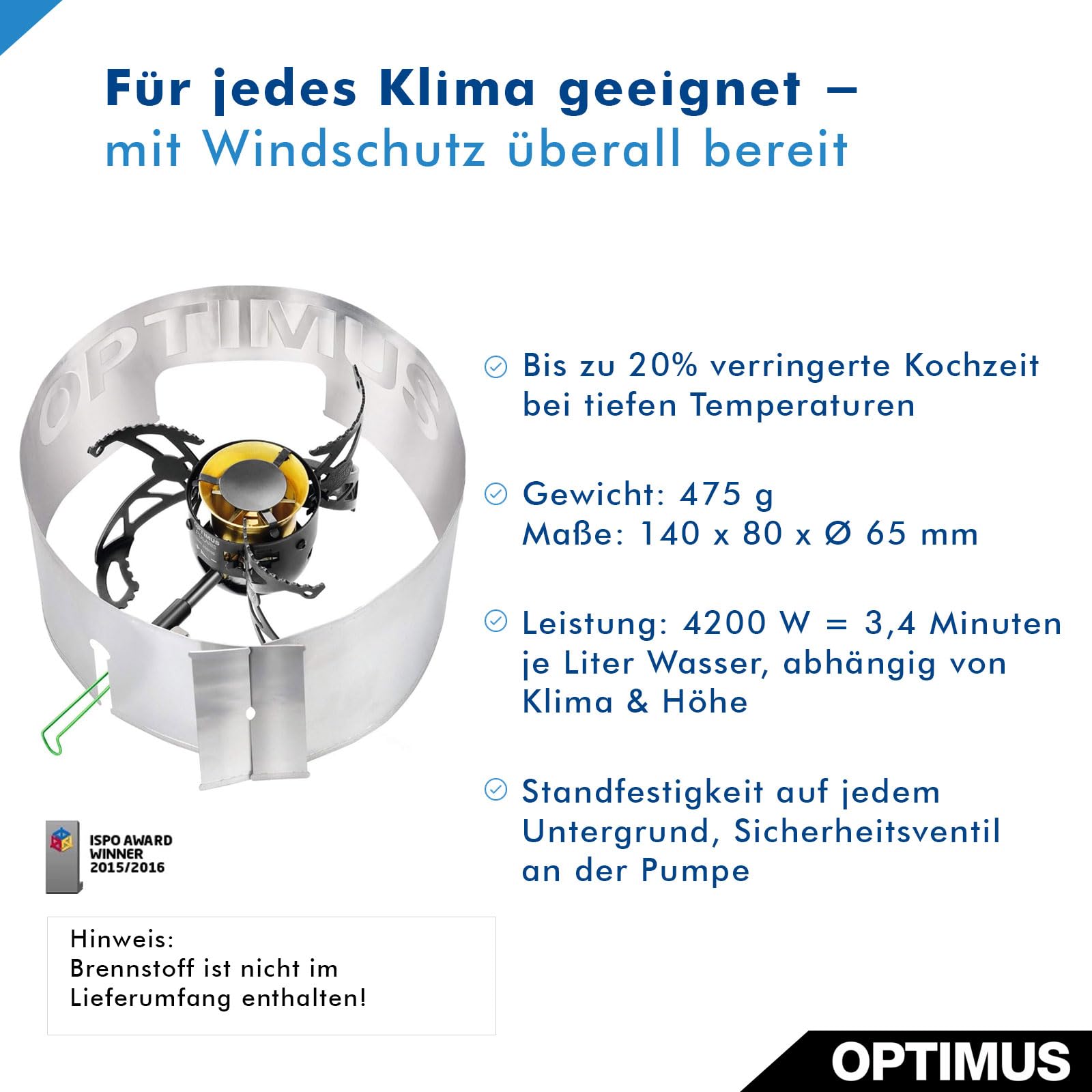 Optimus Multifuelkocher Polaris Optifuel Kocher mit 400 ml Brennstoff Flasche