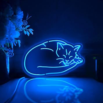Cat Lying Down Led Light Box, Sleeping Cat Wall Art Decor, Desktop Decorations, Bedroom Decor RGB Light, Medium Size
