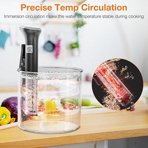 Miniatura 7 de Upesitom Máquina Sous Vide, 1100 W, WIFI Sous Vide, ultrasilenciosa, circulador de inmersión con recetas (aplicación incluida), temperatura precisa,