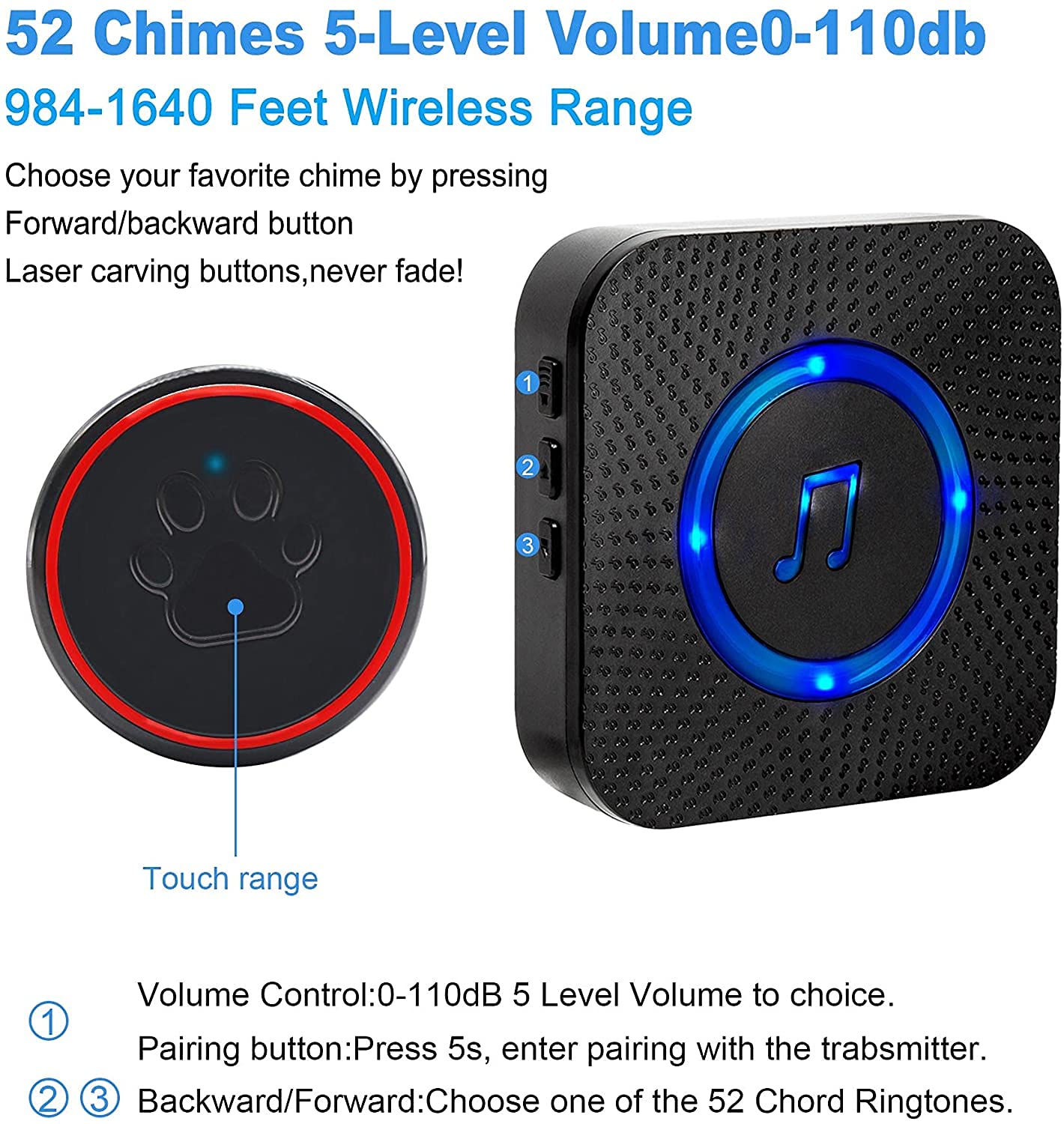 ChunHee Hundeklingel Katzenklingel - Türklingel Für Haustiere Mit 28 Tönen