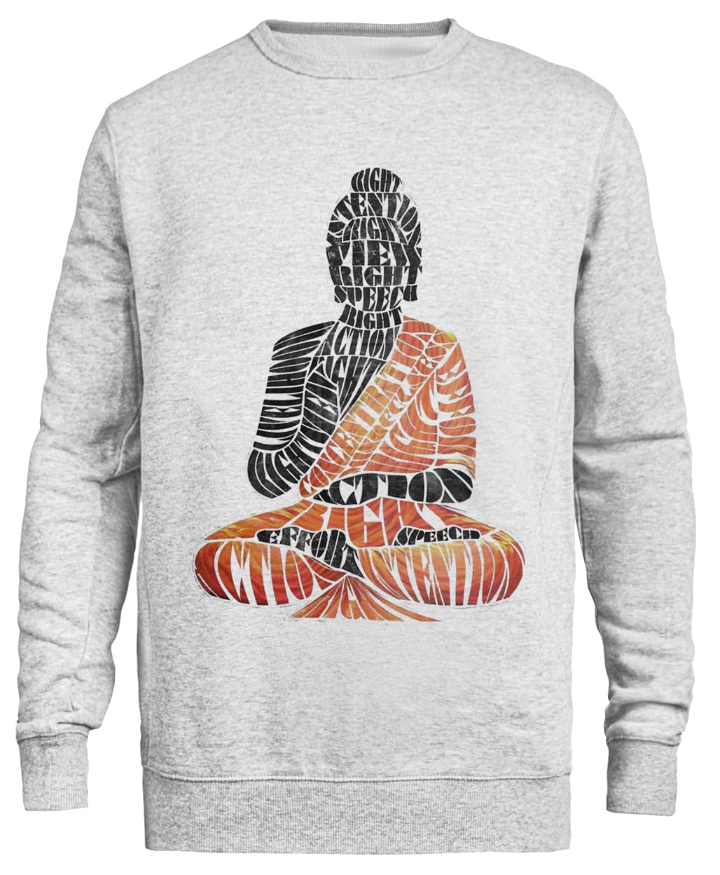 Budda Ośmiorakiej Ścieżki Ekologiczna Bluza Unisex W Kolorze Szarym Z Okrągłym Wycięciem Pod Szyją