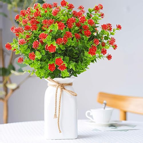 Miniatura 4 de Flores artificiales para exteriores, 8 ramos resistentes a los rayos UV, flores falsas de plástico para exteriores, plantas verdes artificiales para