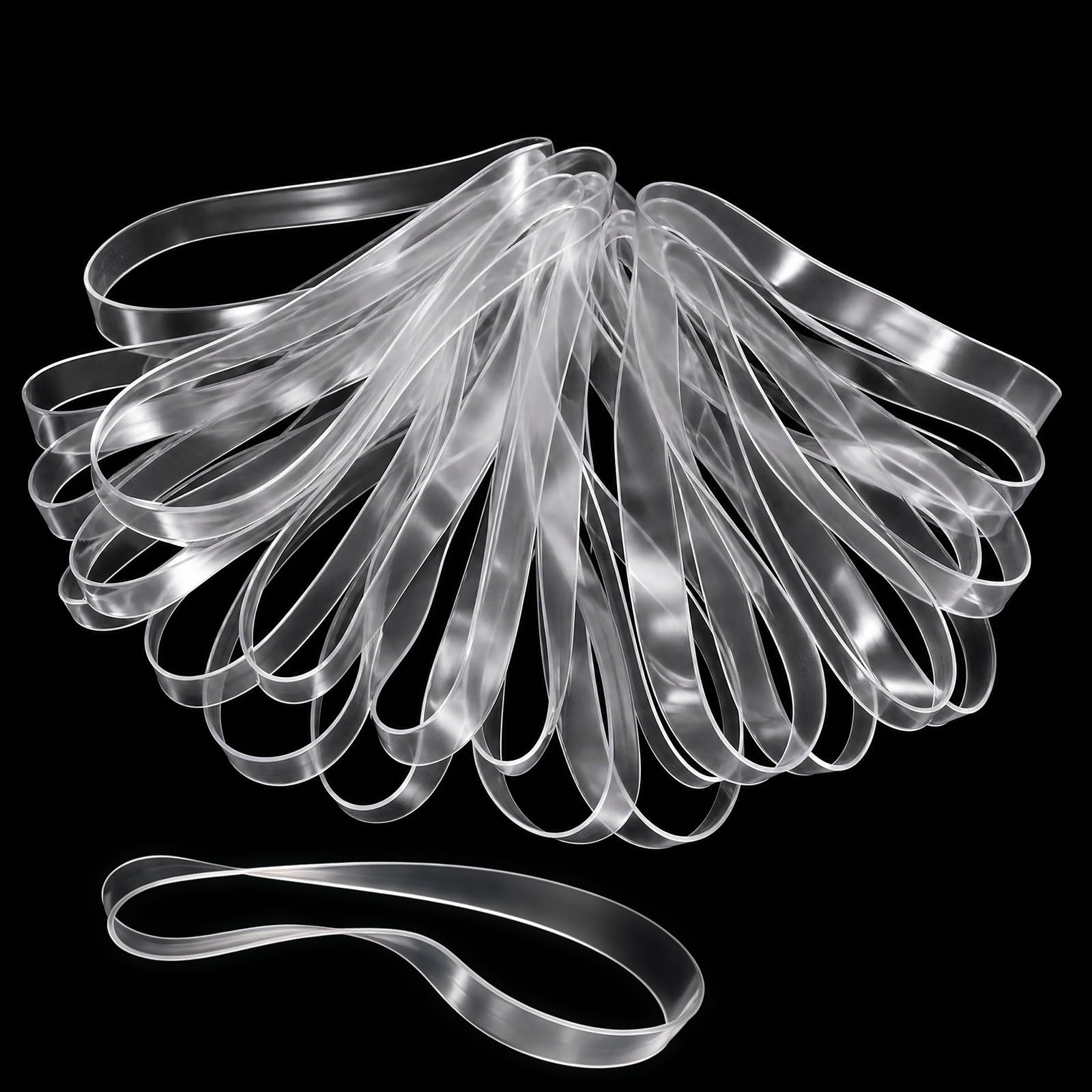 100 Pcs 200 x 5 mm Clear Large Elastic Rubber Bands for Crafts
