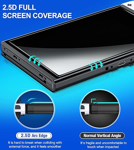 Miniatura 5 de ELISWEEN Switch OLED Protector de pantalla de vidrio templado paquete de 4 protectores de pantalla de interruptor OLED para Nintendo Switch 2021