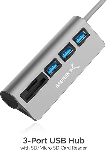 Miniatura 3 de SABRENT Hub USB-C 3.0, lector de tarjetas SD USB 5 en 1, ranura dual SD y TF + 3 concentradores USB 3.0 portátil compatible con MacBook, Mac