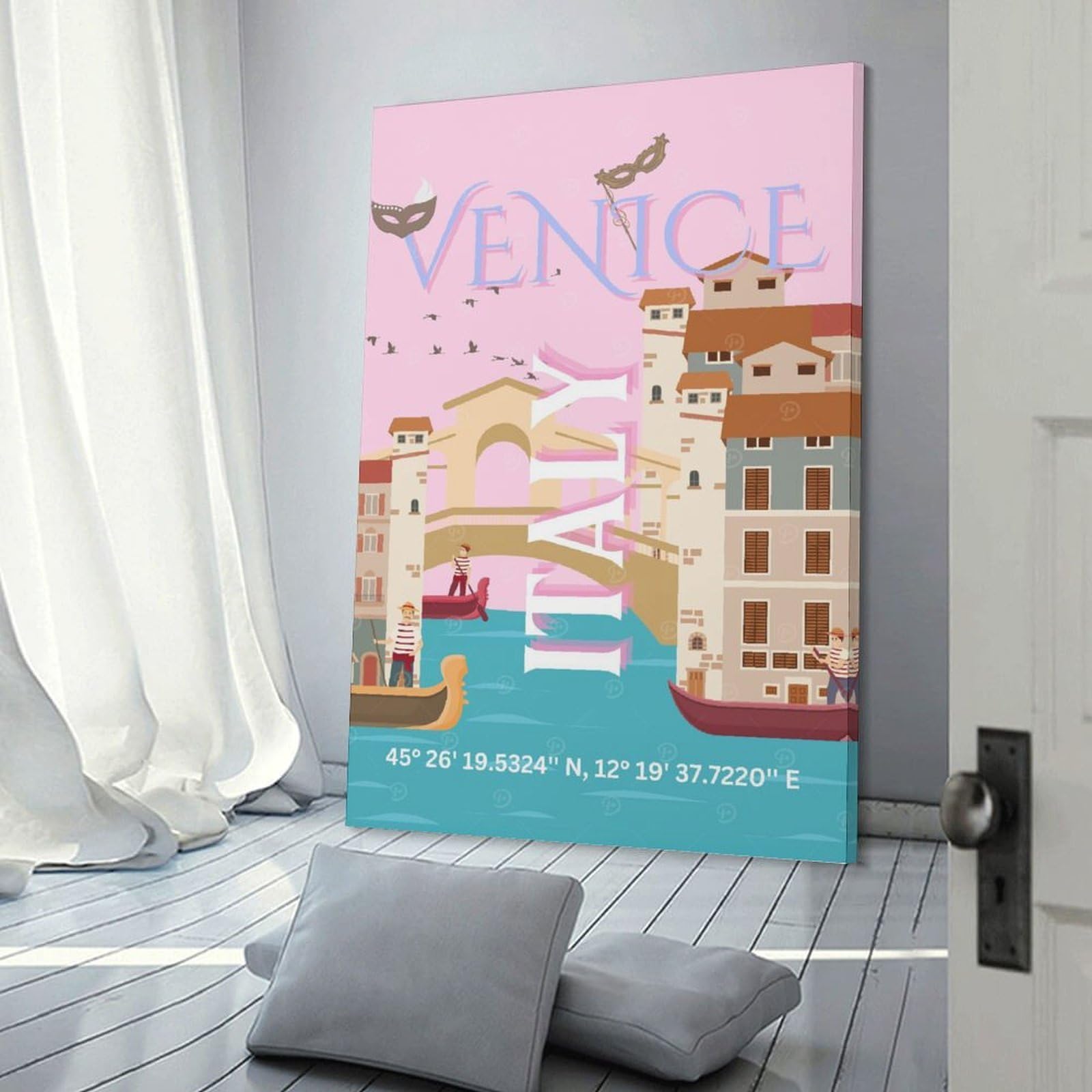 Junmoney Decorative Canvas Print Venice, Italy Travel (4), 20x30inch(50x75cm), for Office, Study Or Home Workspace, Decorative Artwork for Productive Spaces