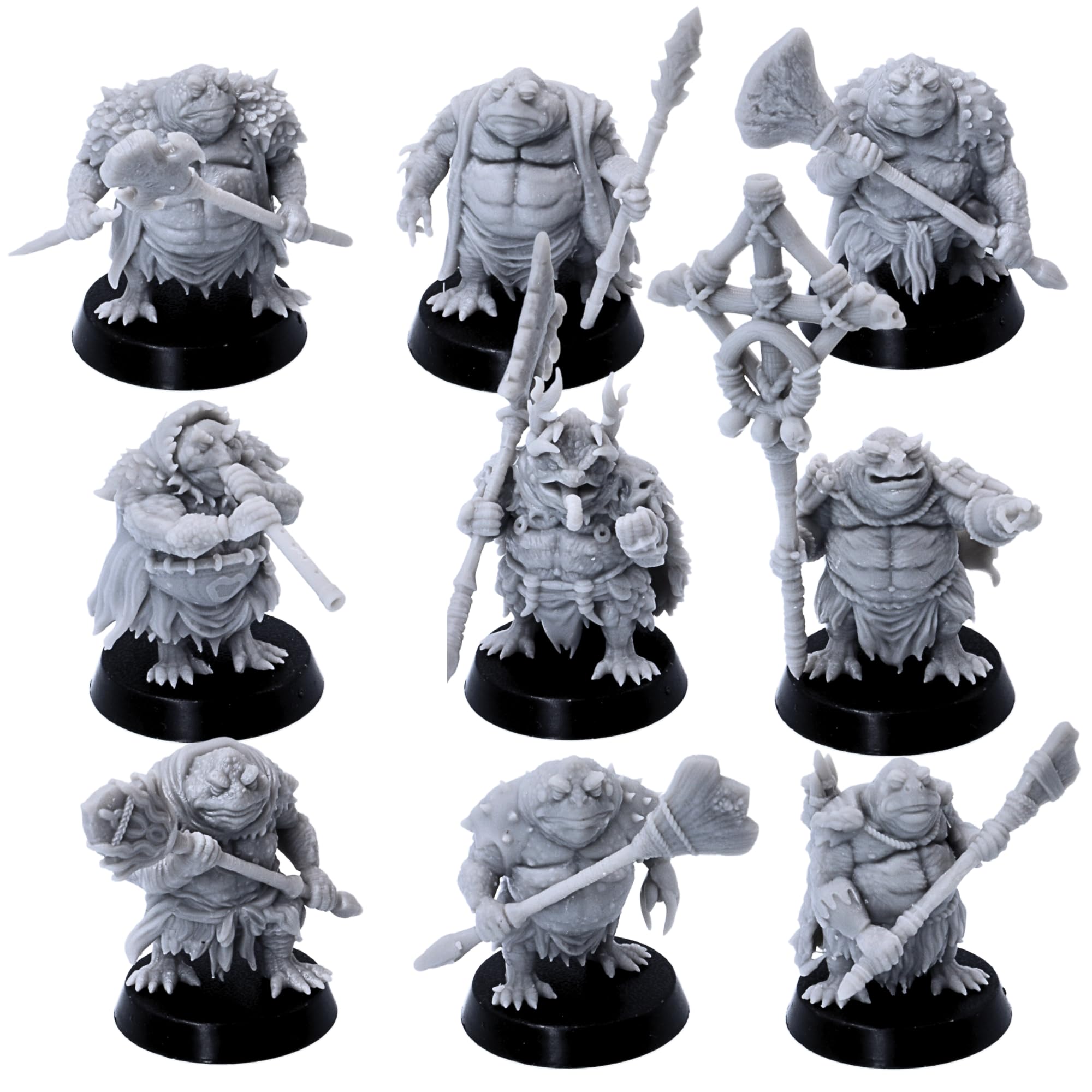 Forged Terrain 32mm Swamp Toad Warriors & Frogmen Highlands Miniatures, Fantasy RPG Monster Set for Dungeons & Dragons