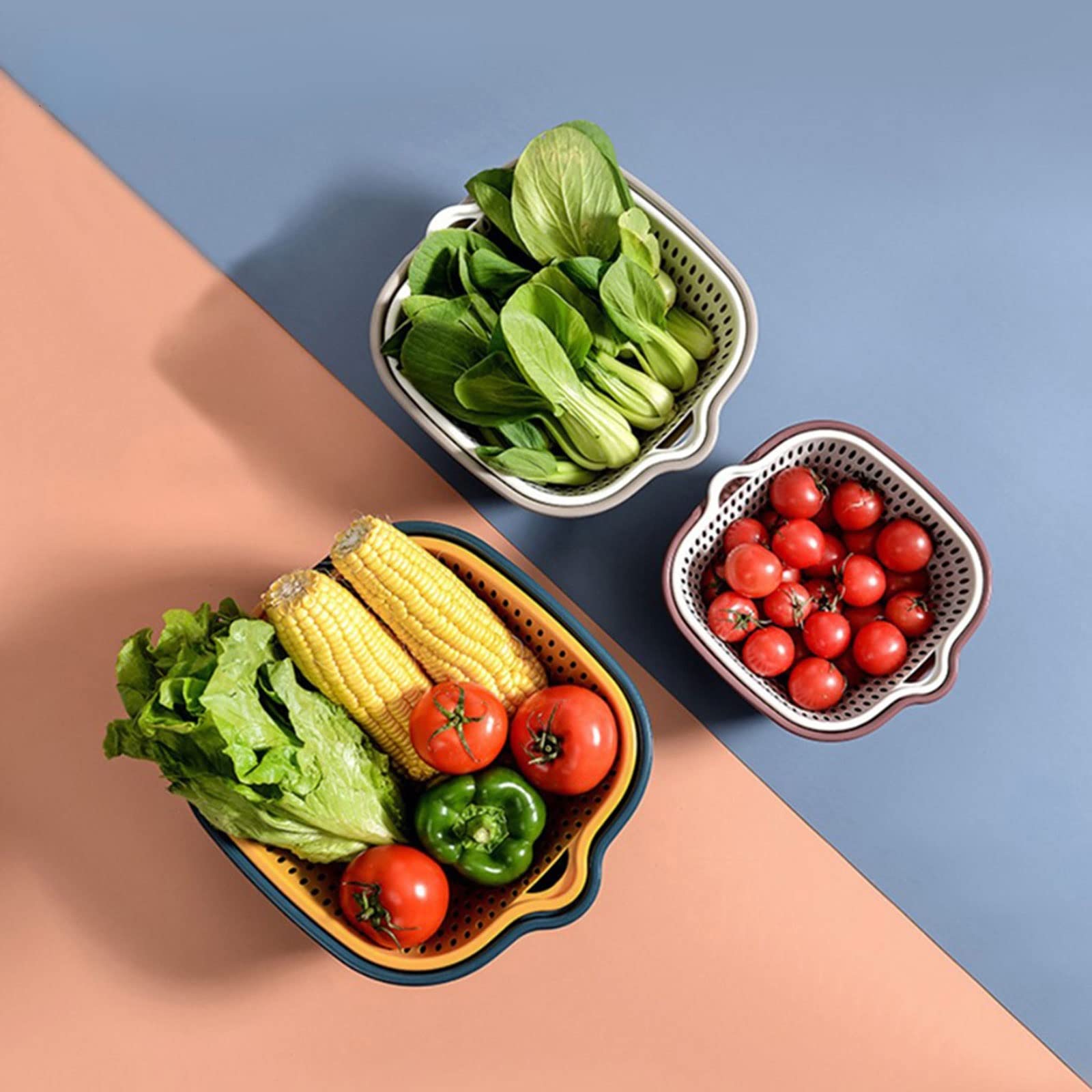 Cestello per lavello, accessori da cucina, doppio scarico, per frutta e verdura, filtri per lavaggio utili, accessori e gadget da cucina (S)