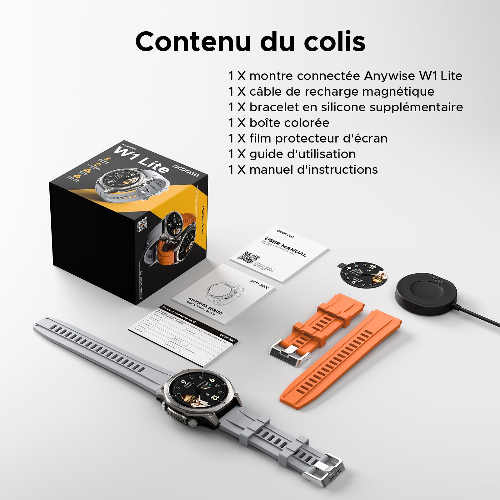 Anywise W1 Lite Montre Connectée Homme,1.43''AMOLED Smartwatch avec Appel Bluetooth, 5ATM Fitness Tracker,170+ Modes Sport,12 Jours Autonomie/Heart Rate/SpO2/Sleep Monitor