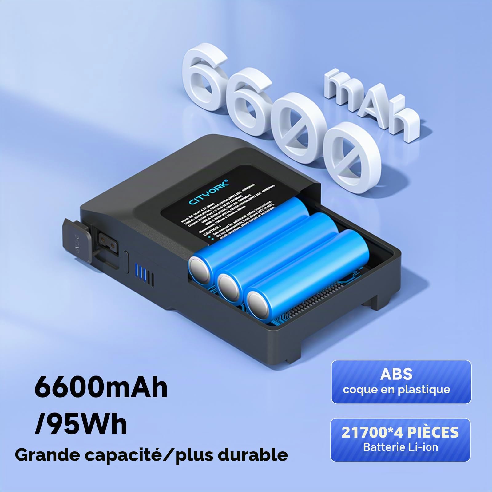 CITYORK Batterie V-Mount/V-Lock 95 Wh pour Sony BP-95W avec chargeur d'entrée USB-C et câble USB-C, compatible avec caméra vidéo, caméscope, diffusion vidéo, lumière LED BP-95W