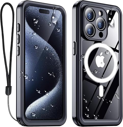 Temdan Funda impermeable para iPhone 15 Pro Max, protector de pantalla integrado, IP68 bajo el agua, a prueba de caídas de 15 pies, compatible con