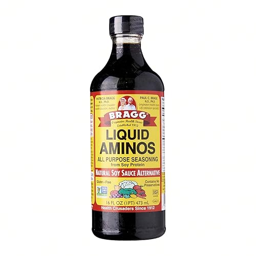 Braggs del Bragg Aminos lĂquido 16oz 1Lb con una tapa abatible Braggs del Bragg Aminos lĂquido 16oz 1Lb con una tapa abatible
