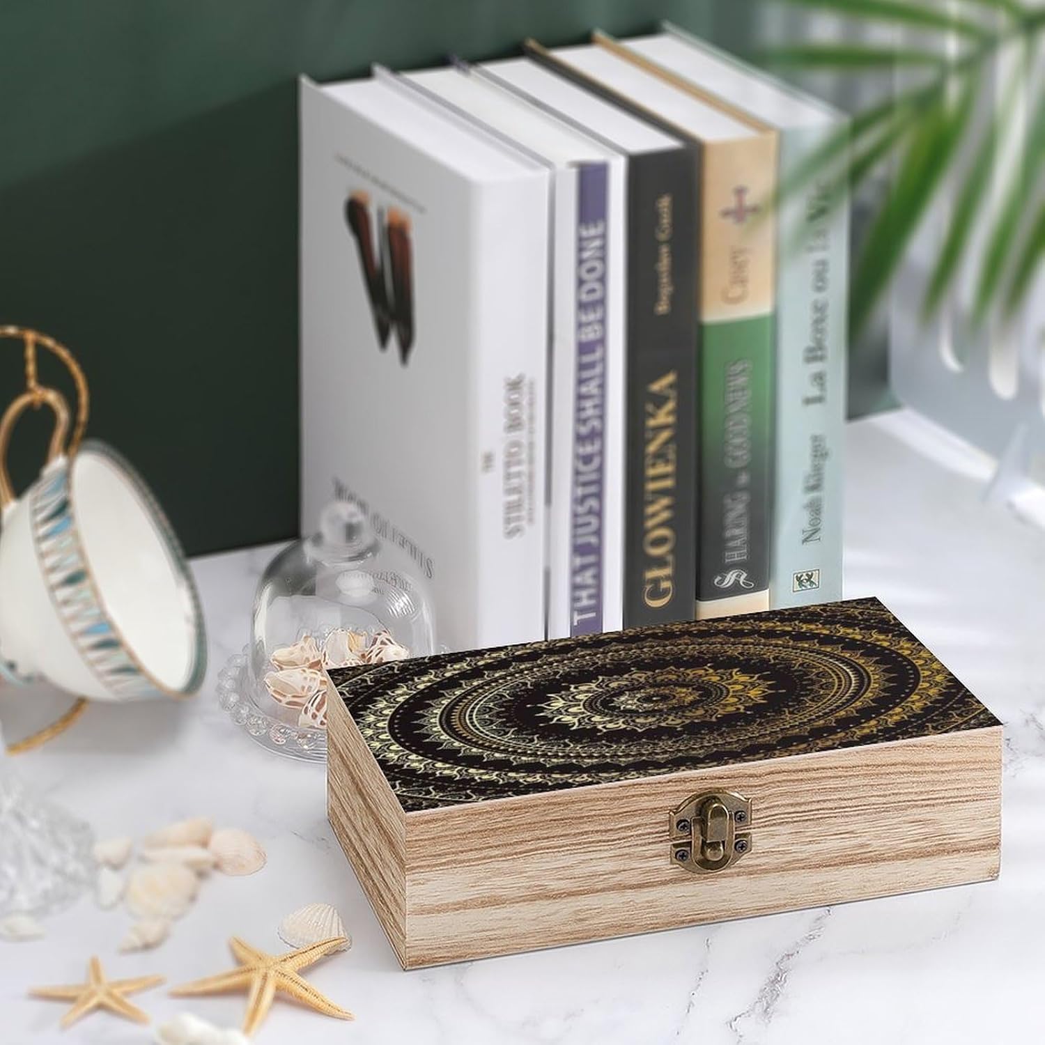 Mandala Wood Keepsake Box with Lid Personalized Wooden Jewelry Box Decorative Wood Storage Boxes Wooden Memory Boxes Rustic Vintage Jewelry Organizer for Desk Home Office image 4