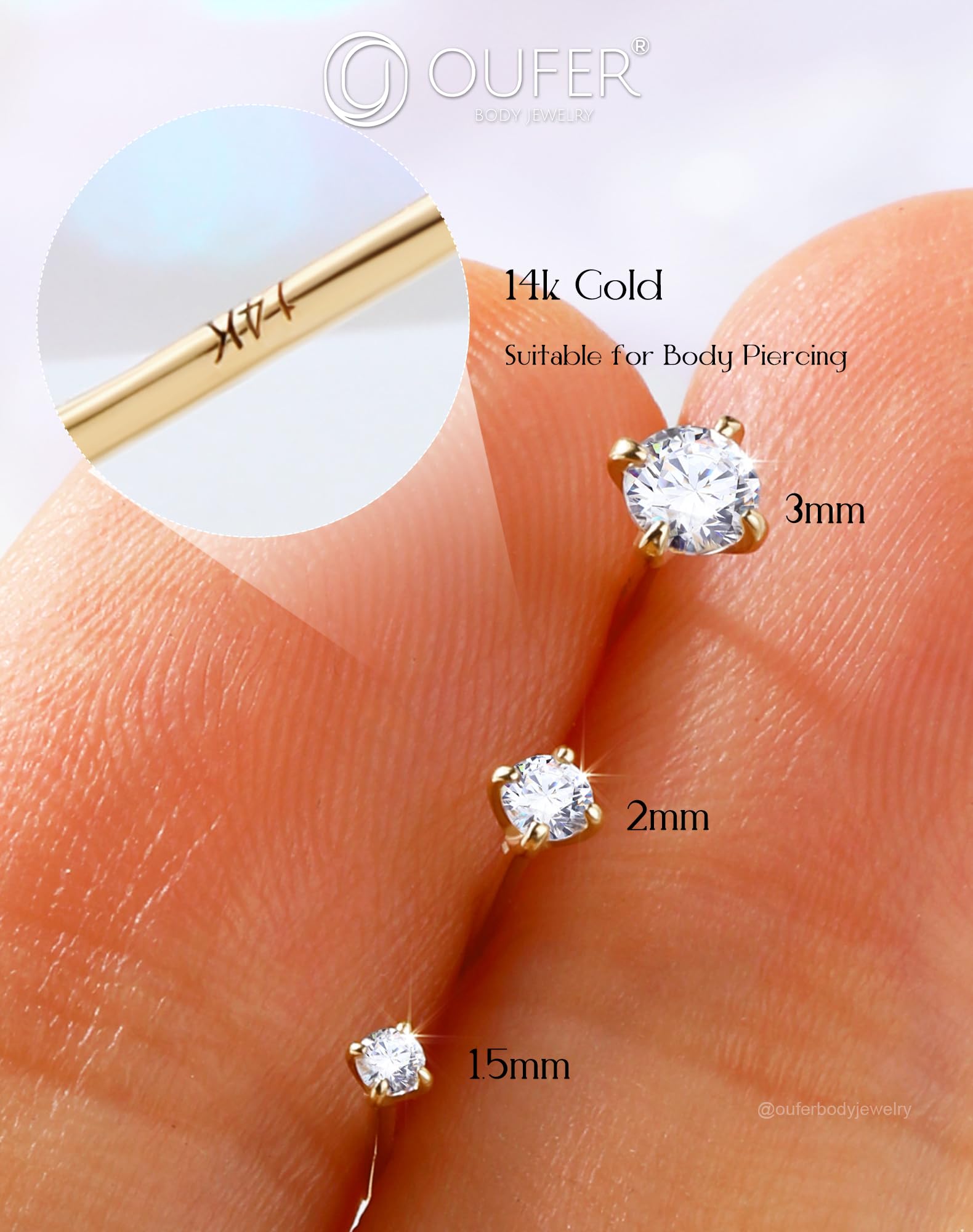 OUFER Body Piercing Piercing Naso Stud Jewellery 22G Nose Bar Gold Nose Piercing Jewellery 14K Gold L Shape Nose Stud Ring Nose Pin Bone Jewellery Nose Piercing