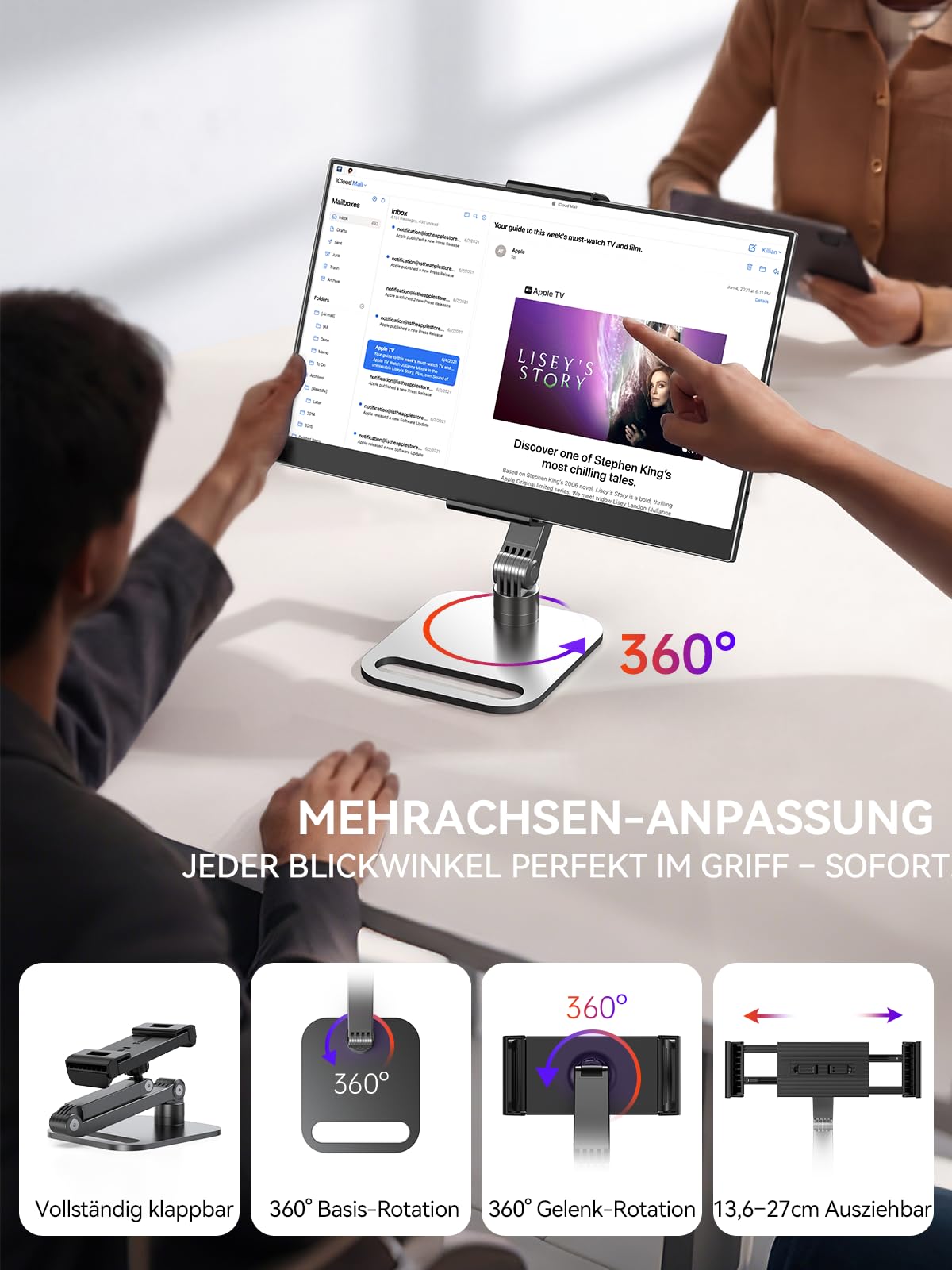 UPERFECT Tragbarer Monitor 15.6" 125% sRGB Portabler Monitor mit Klappbarer Ständer, 2000:1 Kontrast HDR EyeCare FHD Matte Ultra-Dünner Zweitbildschirm für Laptop/PC/Smartphone/Spielkonsolen