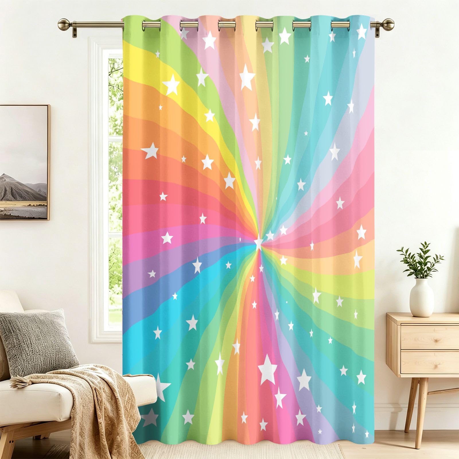 Rideau thermique protection chaleur et froid à œillets motif étoiles 214x132