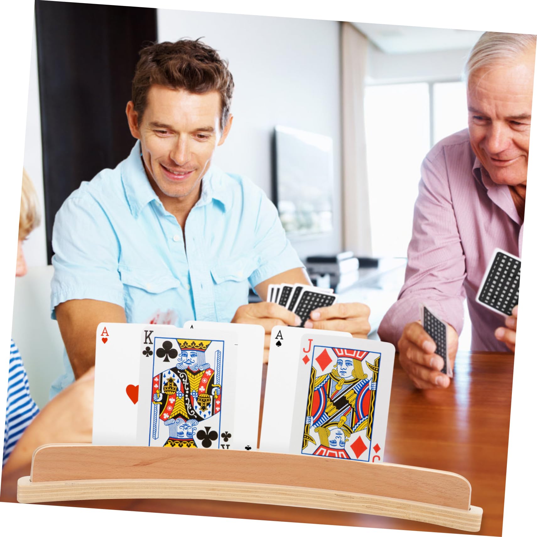 TEHAUX Supporto per carte da gioco in legno curvo per le mani e comodo organizer per adulti e anziani