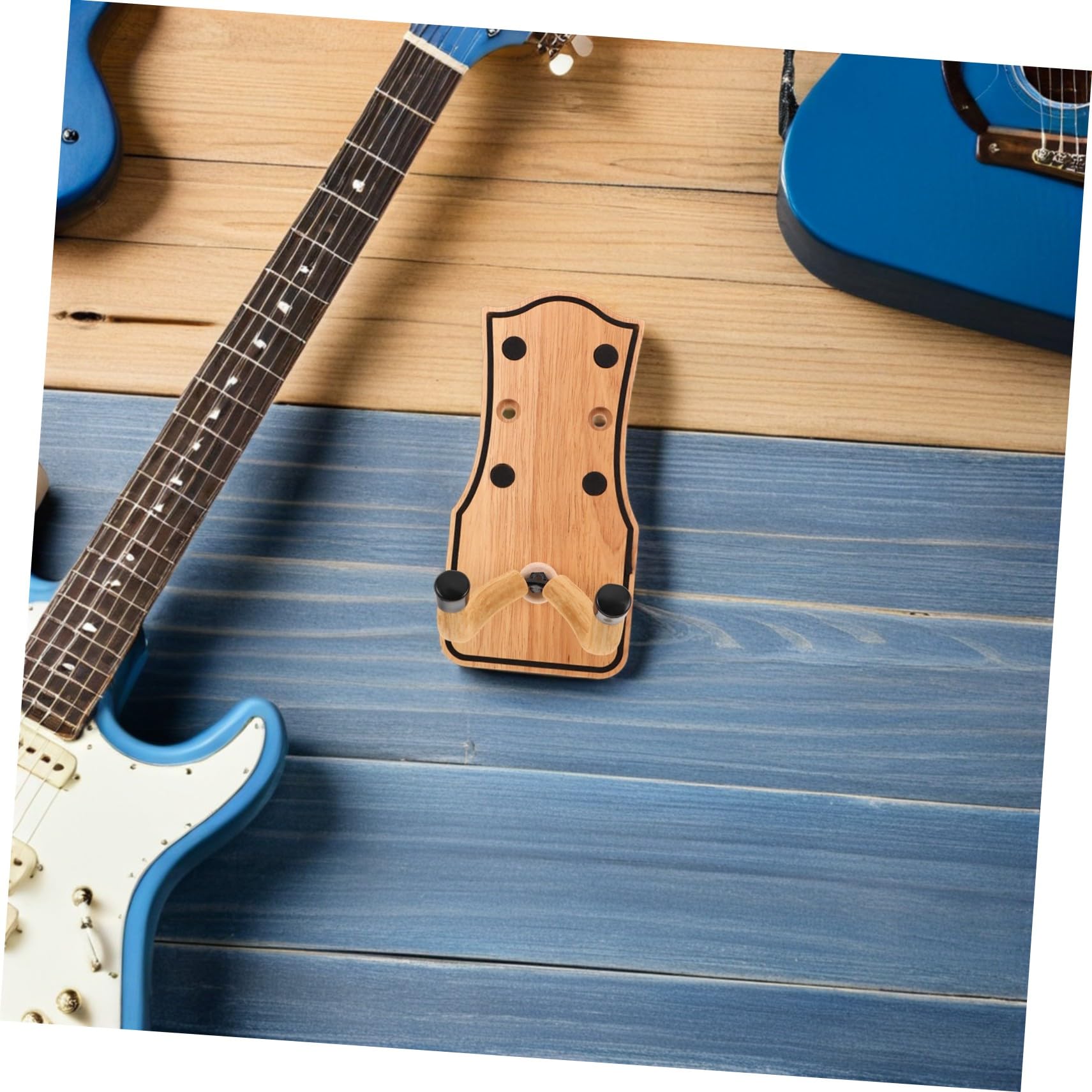 Abaodam Supporto da Parete per Chitarra in Legno Stabile Gancio per Chitarre Acustiche Elettriche Basso e Ukulele Facile da Installare per Casa Studio e Festival