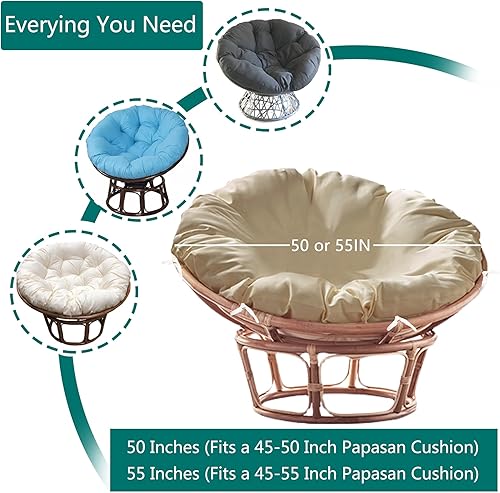 Miniatura 2 de Sqodok Papasan - Funda de cojín Papasan solamente, 50 pulgadas, para interiores y exteriores, resistente al agua, lavable a máquina, funda de cojín