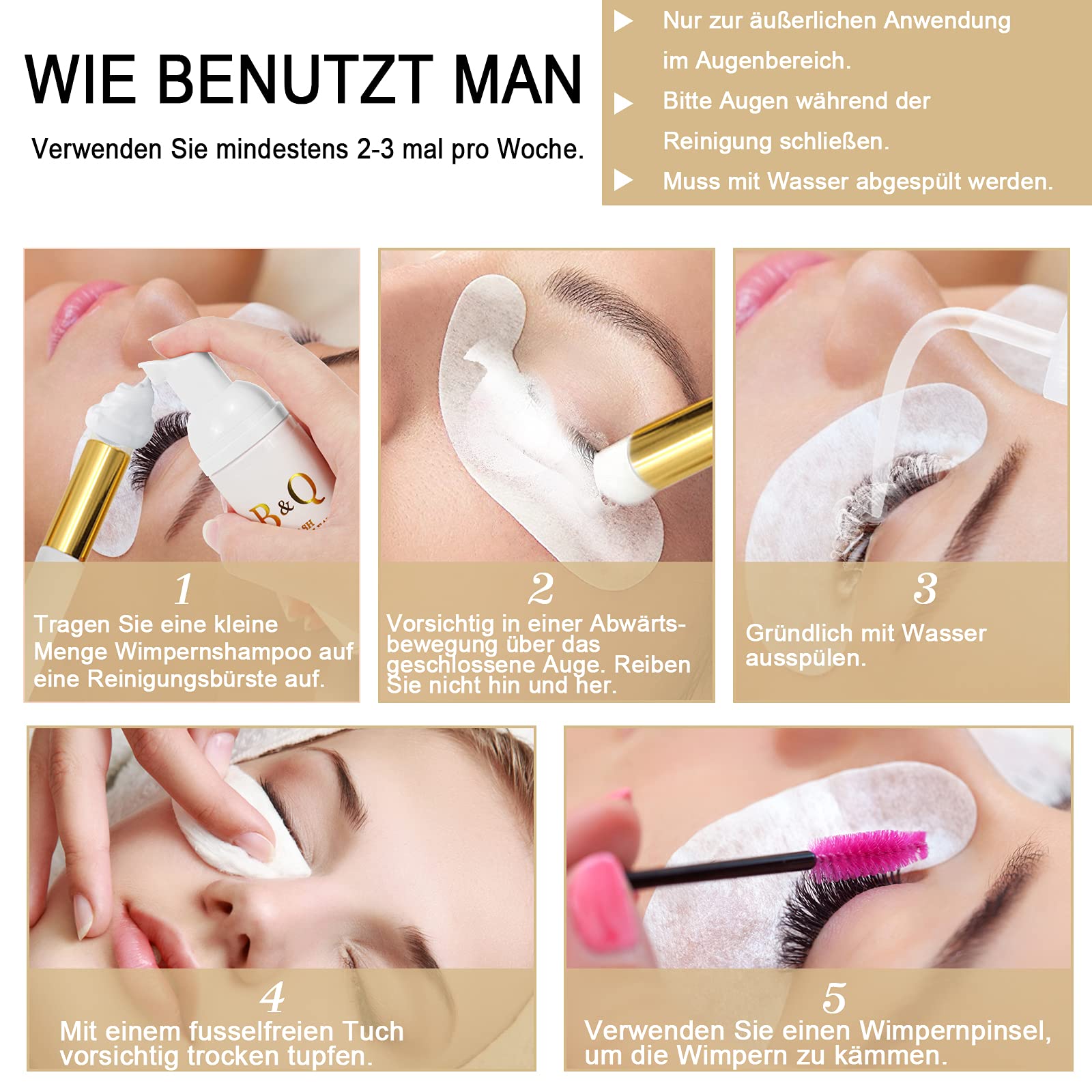 50 ml Wimpernshampoo für Wimpernverlängerung Eyelash Foam Eyelash Foam Cleaner with Cleaning Brush Eyelash Care Eyelash Shampoo Cleanser (50 ml)
