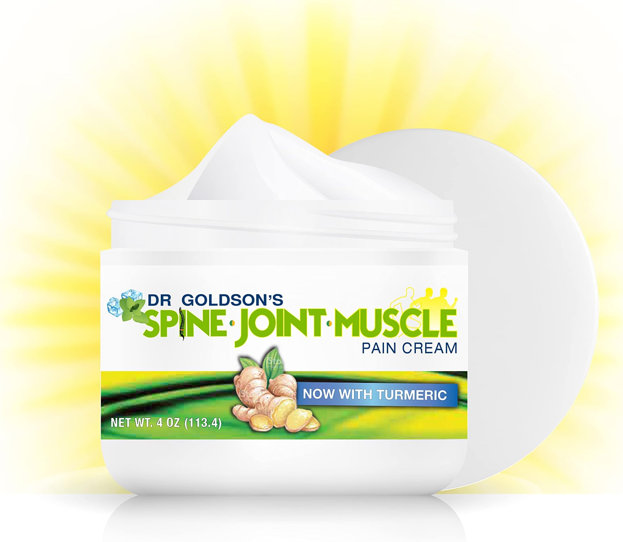 Dr. Goldson's Spine-Joint-Muscle Pain Cream for Back, Arthritis, Muscle & Joint Relief with Natural Anti-Inflammatory Turmeric, 4 Ounces