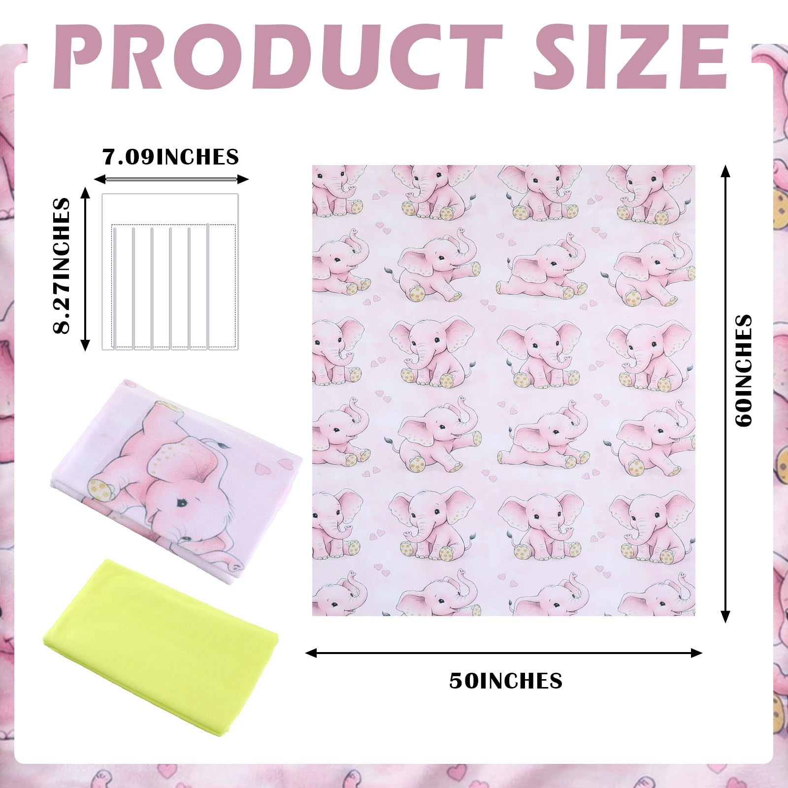 HunnmingRe 3 Pcs DIY Tie Blankets Fleece Kit No Sew Blanket Kit Include 50x60 Inch No Sew Fleece Fabric and Ruler Template DIY Throw Making for Bed Couch(Elephant) - 3