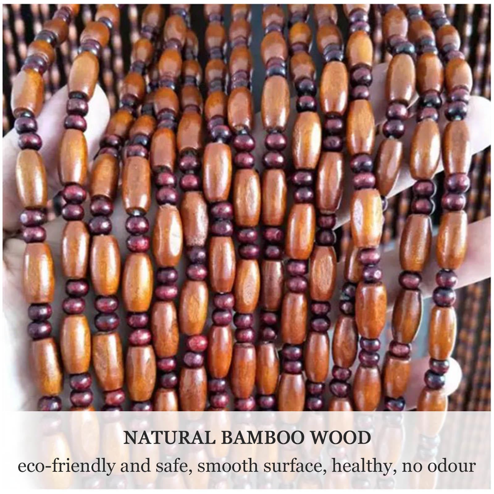 Rideau De Perles Anti-Mouche,60/70/90/110/130cm Rideau De Porte en Perles en Bois De Bambou Naturel,Rideau De Perles Extérieur,Rideau D'entrée,Rideau De Porte Suspendus,40strands-80x200cm