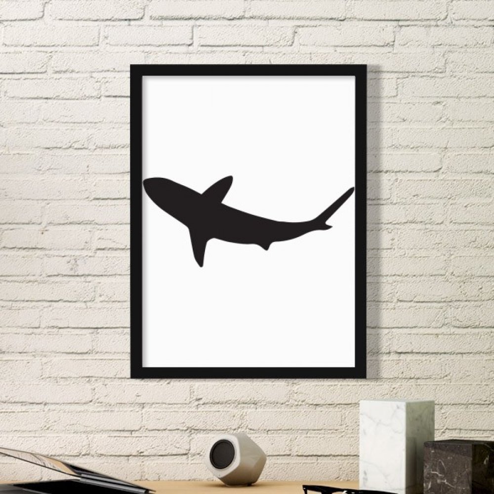 Cadre photo silhouette requin féroce noir moyen pour décoration murale de maison